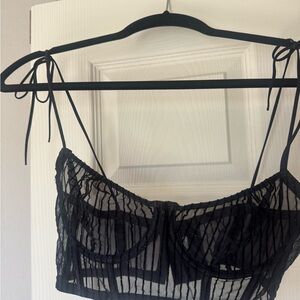 Chic Black Sheer Striped Bralette